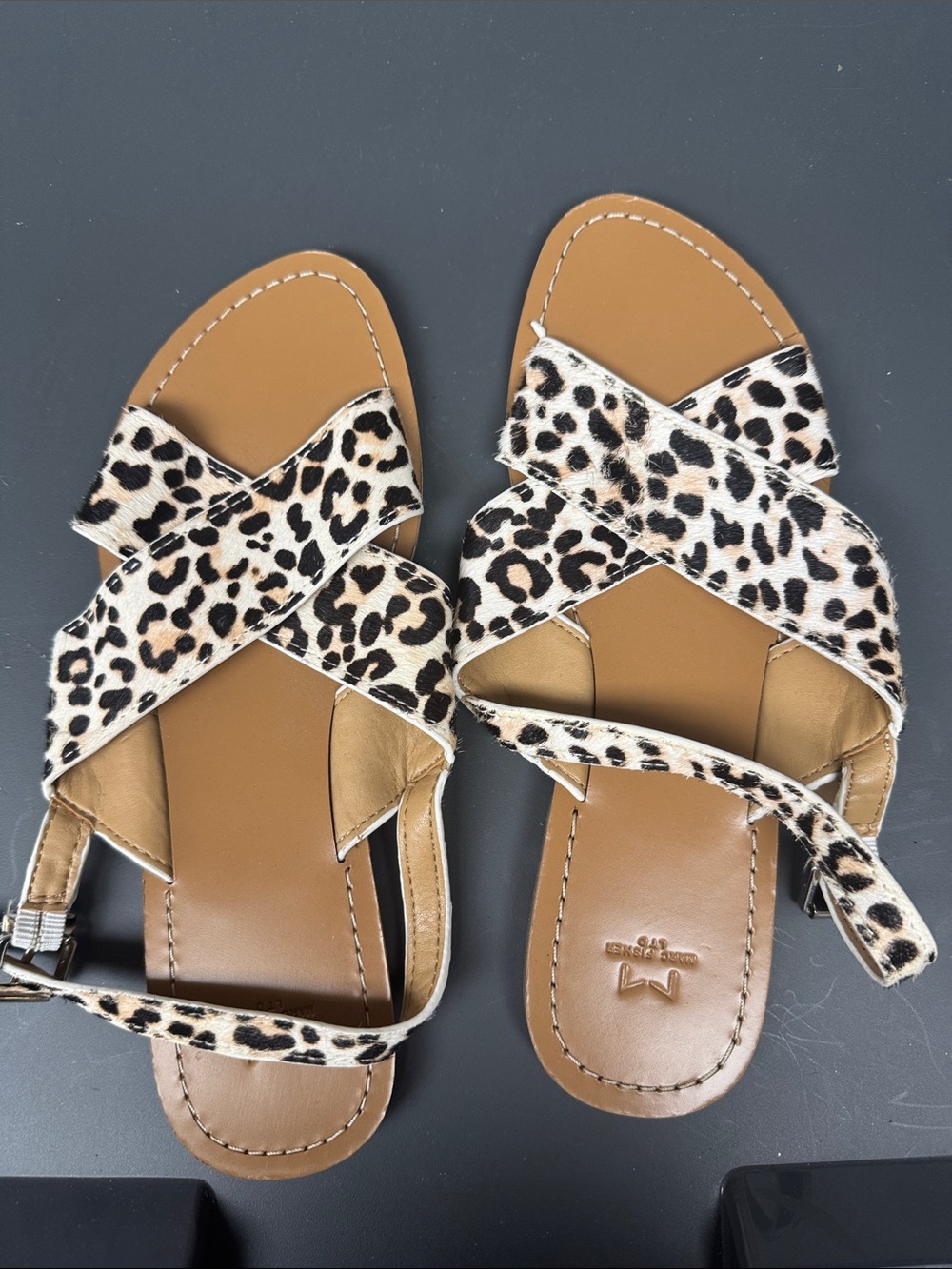 Marc Fisher Leopard-Print Crisscross Sandals - Brown/Tan